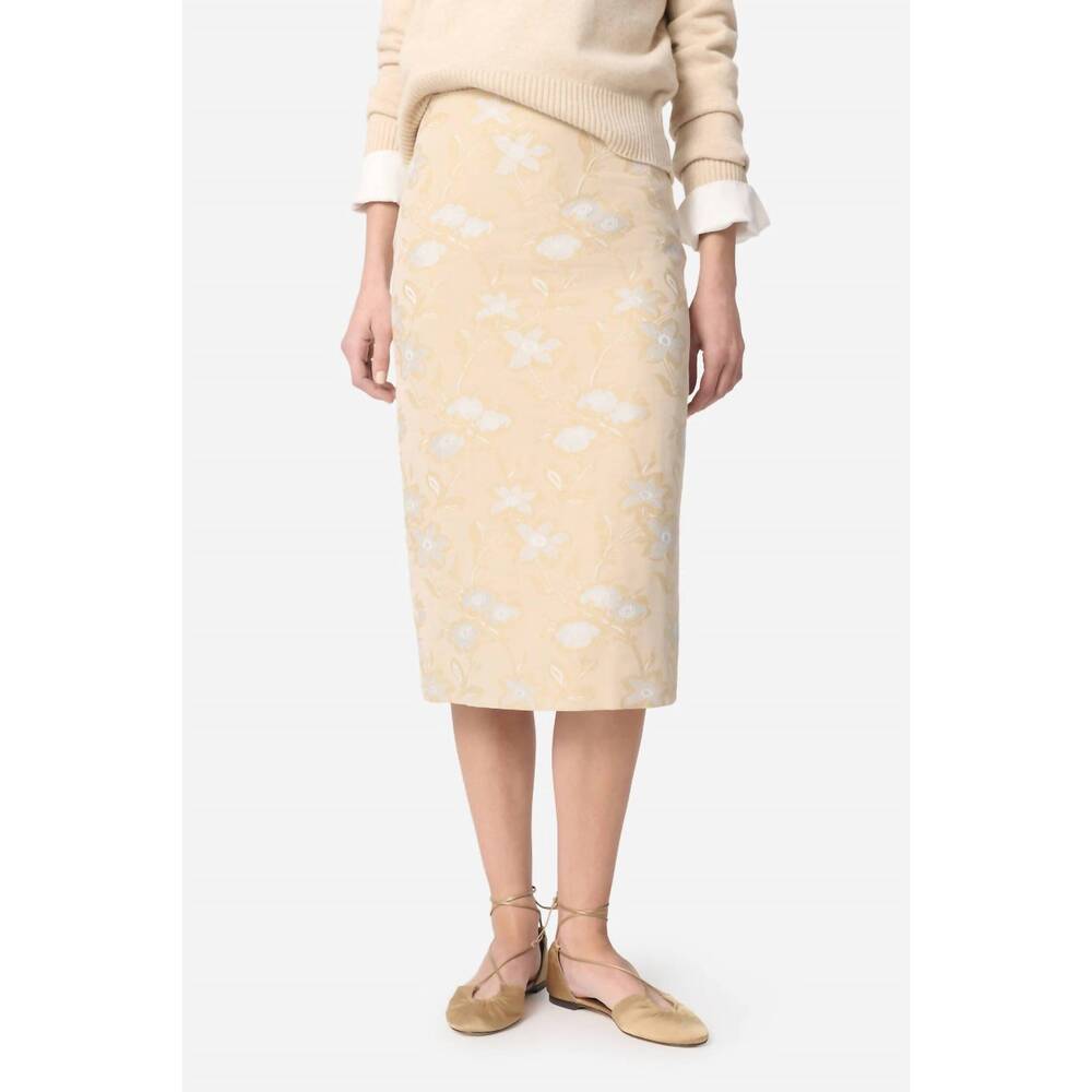 NEW VANESSABRUNO gabriella floral jacquard pencil skirt in powder